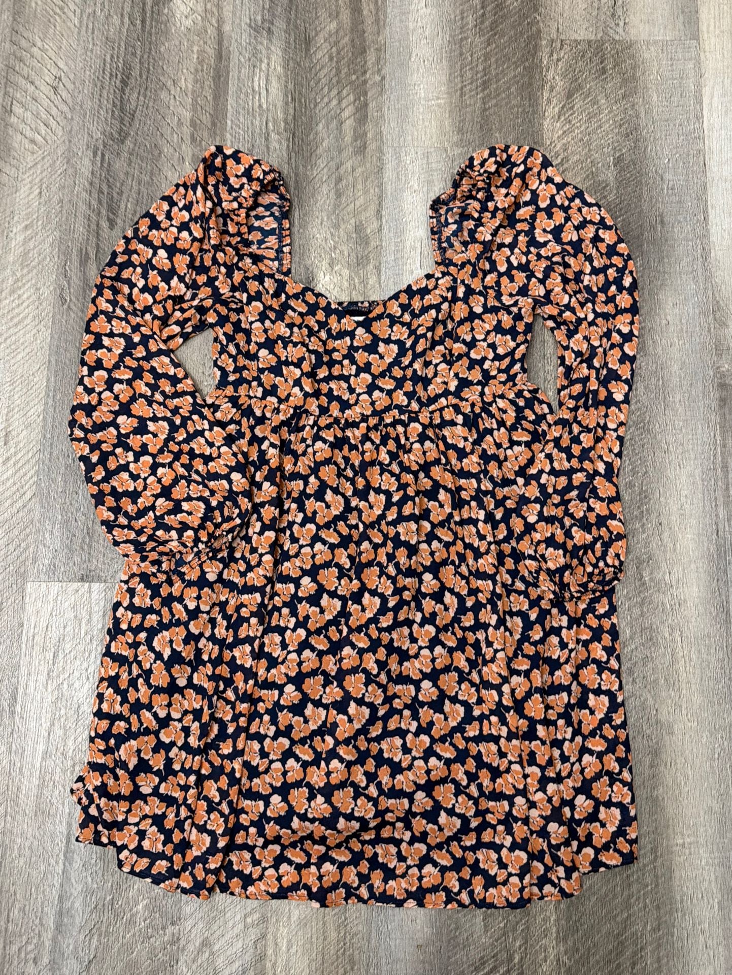 Abercrombie & Fitch Long Sleeve Floral Babydoll Mini Dress